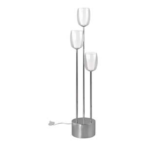 Stojací lampa se skleněným stínidlem ve stříbrné barvě (výška 140 cm) Barret – Trio Select