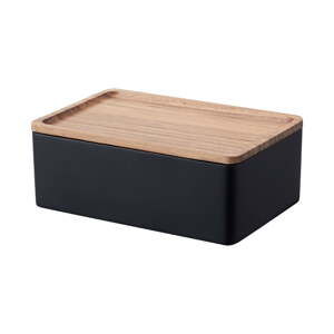 Černý úložný box s víkem 18.5x12.5x7 cm Rin – YAMAZAKI