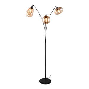 Černo-oranžová stojací lampa se skleněným stínidlem (výška 200 cm) Lumina – Trio