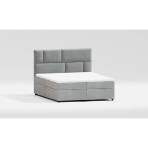 Světle šedá boxspring postel s úložným prostorem 160x200 cm Lola – Ropez