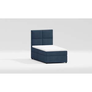 Tmavě modrá čalouněná jednolůžková postel s úložným prostorem s roštem 100x200 cm Lena – Ropez
