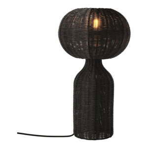 Černá stolní lampa s ratanovým stínidlem (výška 43 cm) Werna – Villa Collection