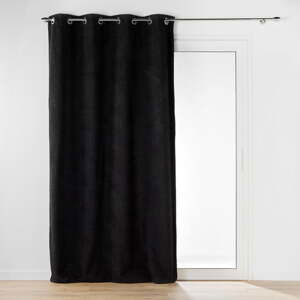 Černý závěs z materiálu bouclé 140x240 cm Wooly – douceur d'intérieur