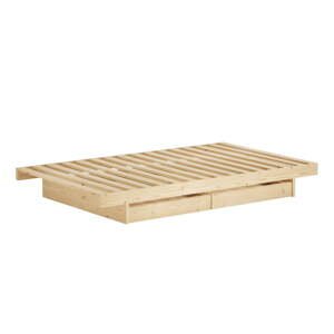 Dvoulůžková postel z borovicového dřeva s úložným prostorem s roštem v přírodní barvě 180x200 cm Kanso – Karup Design