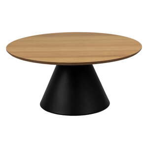 Černo-přírodní kulatý konferenční stolek s deskou v dubovém dekoru ø 85 cm Soli – Actona