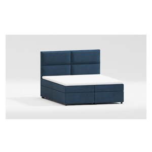 Tmavě modrá boxspring postel s úložným prostorem 180x200 cm – Ropez