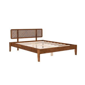 Dvoulůžková postel ze smrkového dřeva s roštem v tmavě hnědo-přírodní barvě 140x200 cm Izabelya – Kalune Design