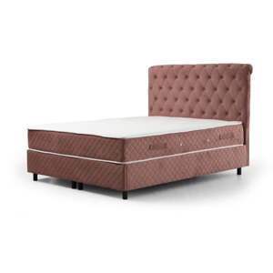 Růžová boxspring postel s úložným prostorem 160x200 cm Sonata – Kalune Design