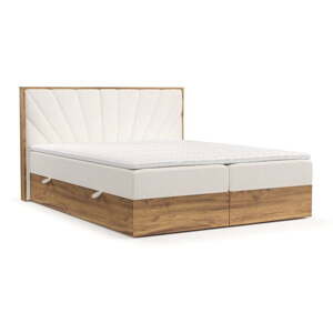 Boxspring postel s úložným prostorem v krémovo-přírodní barvě 200x200 cm Asahi – Maison de Rêve