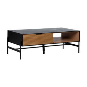 Konferenční stolek v dekoru jasanu v černé a přírodní barvě 60x124 cm Orleans – Ixia