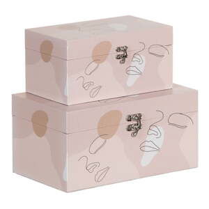 Světle růžové dekorativní úložné boxy v sadě 2 ks 30x18x15 cm Face – Ixia