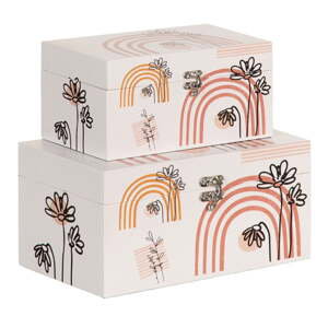 Krémové dekorativní úložné boxy v sadě 2 ks 30x18x15 cm Flowers – Ixia
