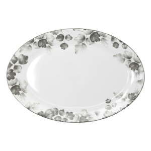 Porcelánový servírovací talíř v bílé a světle šedé barvě ø 35,5 cm Foliage gray – Villa Altachiara
