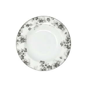 Hluboké porcelánové talíře v bílé a světle šedé barvě v sadě 6 ks ø 22 cm Foliage gray – Villa Altachiara