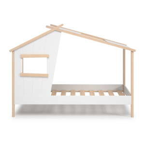Bílá domečková dětská postel z borovicového dřeva 90x190 cm Luba – Marckeric