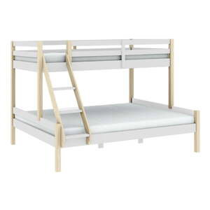 Bílá patrová dětská postel z borovicového dřeva 90x190/140x190 cm Livia – Marckeric