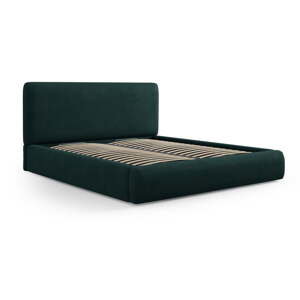 Tmavě zelená čalouněná dvoulůžková postel s úložným prostorem s roštem 200x200 cm Colonel – Cosmopolitan Design