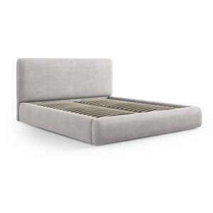 Světle šedá čalouněná dvoulůžková postel s úložným prostorem s roštem 180x200 cm Colonel – Cosmopolitan Design