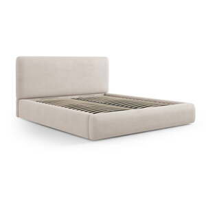 Béžová čalouněná dvoulůžková postel s úložným prostorem s roštem 160x200 cm Colonel – Cosmopolitan Design