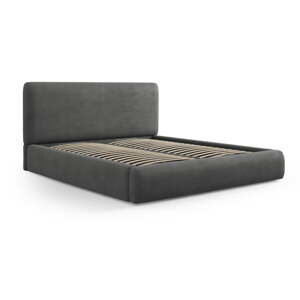Šedá čalouněná dvoulůžková postel s úložným prostorem s roštem 200x200 cm Colonel – Cosmopolitan Design