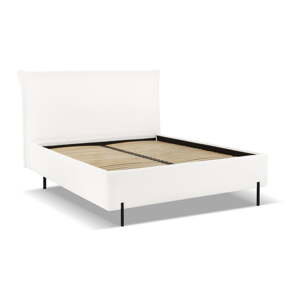 Bílá čalouněná dvoulůžková postel s úložným prostorem s roštem 160x200 cm Armie – Milo Casa