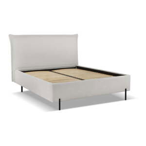 Světle šedá čalouněná dvoulůžková postel s úložným prostorem s roštem 160x200 cm Armie – Milo Casa