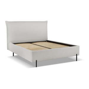 Světle šedá čalouněná dvoulůžková postel s úložným prostorem s roštem 180x200 cm Armie – Milo Casa