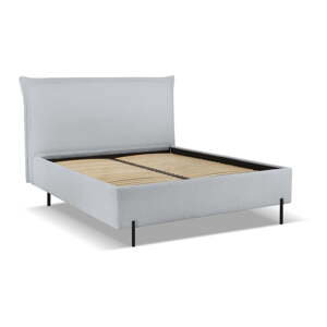 Šedá čalouněná dvoulůžková postel s úložným prostorem s roštem 180x200 cm Armie – Milo Casa