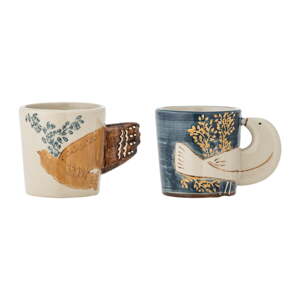 Modré/krémové šálky v sadě 2 ks na espresso z kameniny 55 ml Hezha – Bloomingville