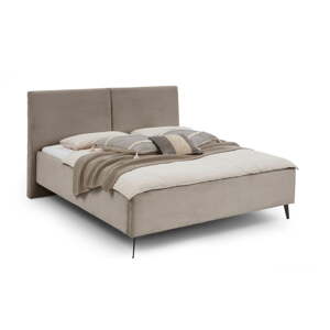 Taupe čalouněná dvoulůžková postel s úložným prostorem s roštem 180x200 cm Lando – Meise Möbel