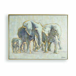 Ručně malovaný obraz Graham & Brown Elephant Family, 80 x 60 cm