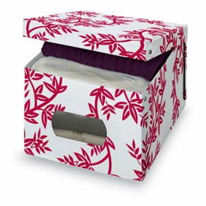 Červenobílý úložný box Domopak Living, výška 31 cm