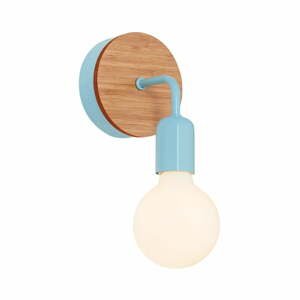 Světle modré nástěnné svítidlo s dřevěným detailem Homemania Valetta