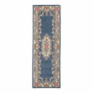 Modrý vlněný koberec Flair Rugs Aubusson, 67 x 210 cm