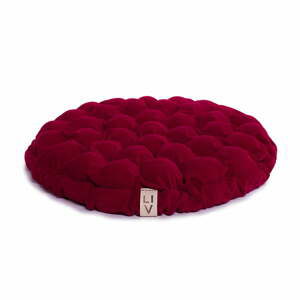Cyklamenově růžový sedací polštářek s masážními míčky Linda Vrňáková Bloom, Ø 65 cm