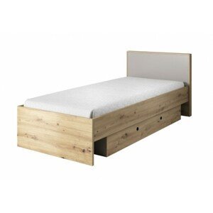 Dřevěná postel Kenny 90x200 cm, dub, šedá